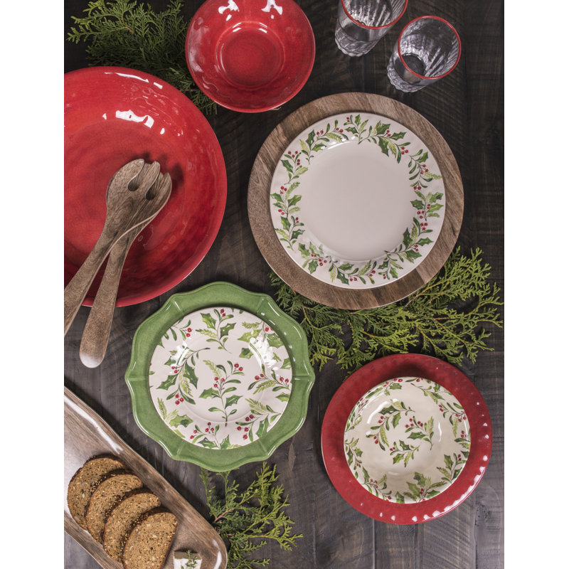 The Holiday Aisle Holly 12 Piece Melamine Dinnerware Set & Reviews